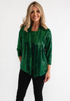 Leon Collection Glitter Layered Top, Green