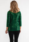 Leon Collection Glitter Layered Top, Green