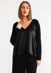 Malissa J Contrast Panel V Neck One Size Top, Black