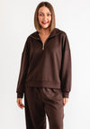 Malissa J Half Zip One Size Sweater, Brown