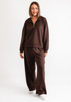 Malissa J Half Zip One Size Sweater, Brown