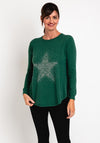 Natalia Collection One Size Fine Knit Star Print Sweater, Green