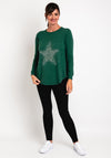 Natalia Collection One Size Fine Knit Star Print Sweater, Green