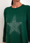 Natalia Collection One Size Fine Knit Star Print Sweater, Green