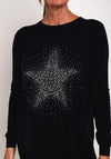 Natalia Collection One Size Fine Knit Star Print Sweater, Navy