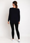 Natalia Collection One Size Fine Knit Star Print Sweater, Navy