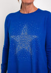 Natalia Collection One Size Fine Knit Star Print Sweater, Royal Blue