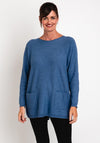 Natalia Collection One Size Fine Knit Relaxed Sweater, Denim