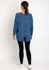 Natalia Collection One Size Fine Knit Relaxed Sweater, Denim