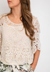 The Serafina Collection One Size Embroidered top, Beige