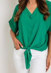 The Serafina Collection One Size Knot Detail Top, Green