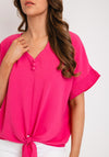 The Serafina Collection One Size Knot Detail Top, Fuchsia