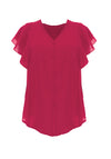 Serafina Collection Aria Frill Sleeve Top, Fuchsia