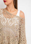 The Serafina Collection One Size Shimmer Crochet Sweater, Gold