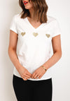 Serafina Collection V-Neck Heart Motif T-Shirt, White