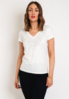 Serafina Collection V-Neck Embellished Top, White