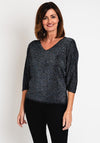 Serafina Collection One Size Fine Knit Sweater, Black