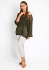 The Serafina Collection One Size Crochet Pullover, Khaki