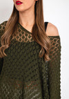 The Serafina Collection One Size Crochet Pullover, Khaki