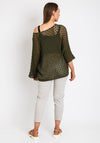 The Serafina Collection One Size Crochet Pullover, Khaki