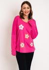 Serafina Collection One Size Flower Applique Top, Pink