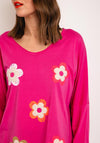 Serafina Collection One Size Flower Applique Top, Pink