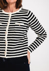 Serafina Collection One Size Striped Cardigan, Black & Ecru