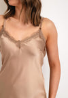 Serafina Collection One Size Satin Lace Cami Top, Gold