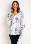 Serafina Collection One Size Floral Embroidered Cotton Shirt, White