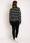 Serafina Collection One Size Heart Motif Striped Sweater, Black