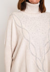 Serafina Collection Rhinestone Embellished Knit Sweater, Beige