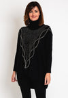 Serafina Collection Rhinestone Embellished Knit Sweater, Black