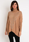 Serafina Collection Rhinestone Embellished Knit Sweater, Camel