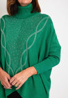 Serafina Collection Rhinestone Embellished Knit Sweater, Green