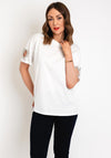 Serafina Collection One Size Cut-Out Heart Sleeve T-Shirt, White