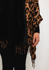 Serafina Collection One Size Faux Fur Leopard Print Cape, Brown