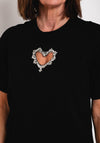 Serafina Collection Diamante Cut Out Heart T-Shirt, Black