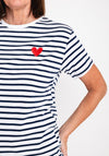 Serafina Collection Striped Heart Motif T-Shirt, White