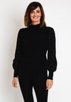 Serafina Collection Metallic Stitch Sleeve Sweater, Black