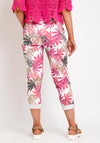 The Serafina Collection One Size Leaf Print Drawstring Trouser, Fuchsia