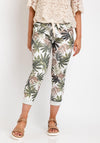 The Serafina Collection One Size Leaf Print Drawstring Trouser, Khaki