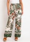 The Serafina Collection One Size Wide Leg Print Trousers, Khaki