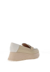 Wonders Pebbled Leather Wedge Loafers, Cream