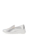 Wonders Pebbled Leather Slip On Shoes, Silver