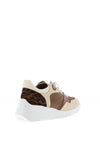 Wonders Flash Animal Print Natural Wedge Trainers, Cream Taupe