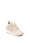 Xti Zip Detail Embellished Wedge Trainers, Beige