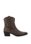 Xti Embellished Cowboy Heeled Ankle Boots, Taupe