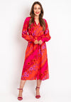 Y.A.S Scarlet Floral Print Shirt Midi Dress, Orange & Pink