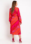 Y.A.S Scarlet Floral Print Shirt Midi Dress, Orange & Pink