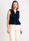 Y.A.S Nona Tied Peplum Top, Navy Blazer